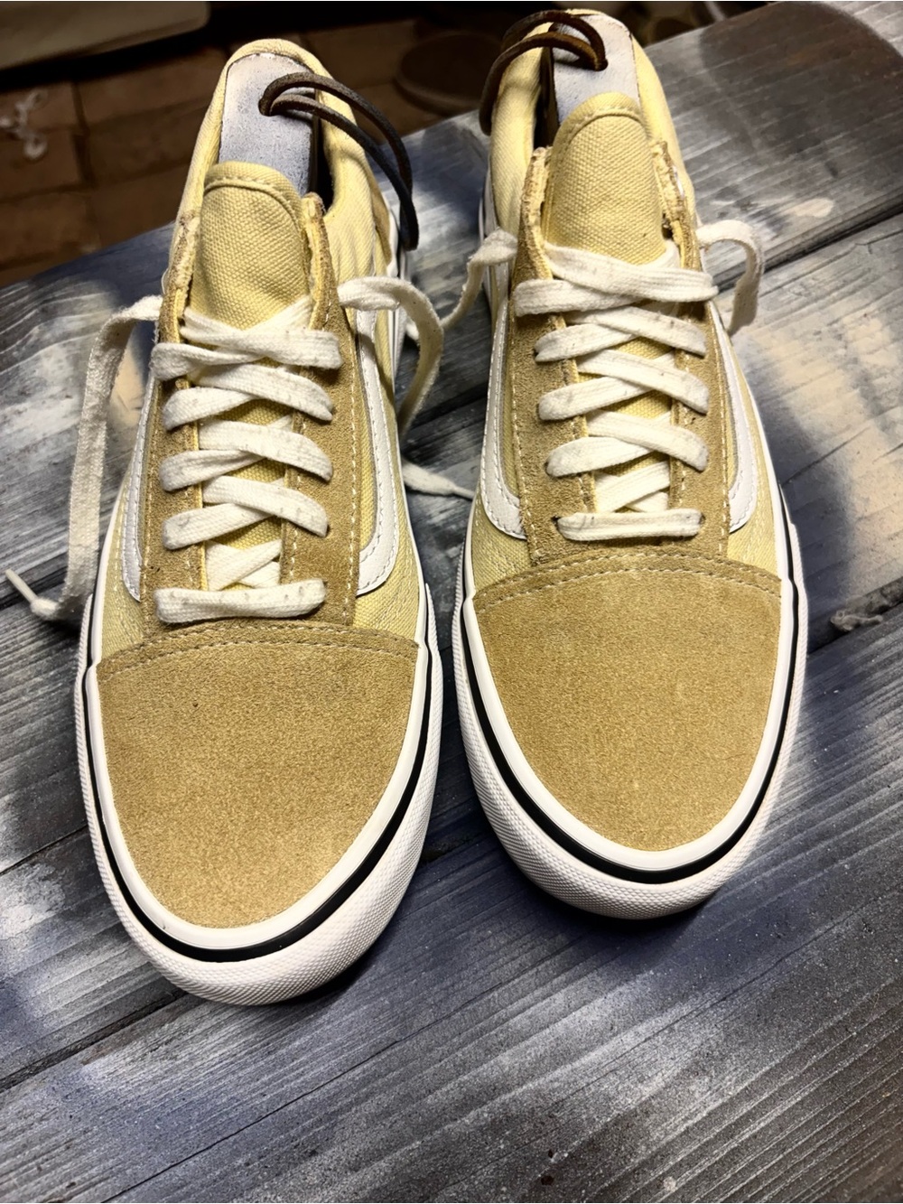 Vans Old Skool sneakers in yellow & cream, size US womens 7.5